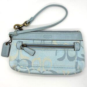 Signature Blue Canvas Wristlet by Coach